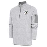 Men's Antigua Heather Gray Down East Wood Ducks Fortune Quarter-Zip Pullover Jacket