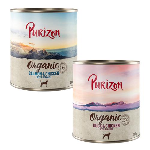 6x 800g Mixpaket Purizon Organic Hundefutter nass