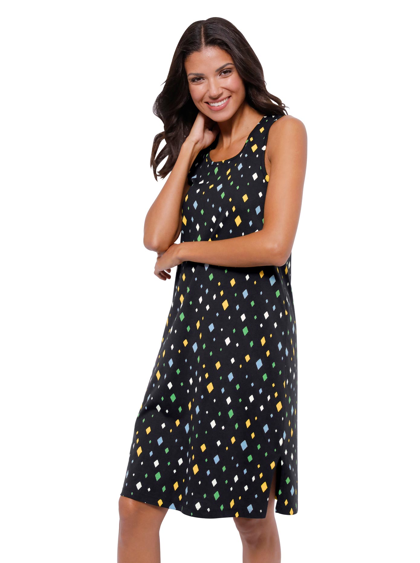 Sommerkleid "Sommerkleid", Damen, Gr. 48/50, Normalgrößen, bunt (schwarz, gelb, bedruckt), 100% Baumwolle, gemustert, mehrfarbig, kurz, Rundhals, Kleider Image