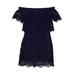 Topshop Casual Dress - Party Off The Shoulder Short sleeves: Blue Solid Dresses - Women's Size 2