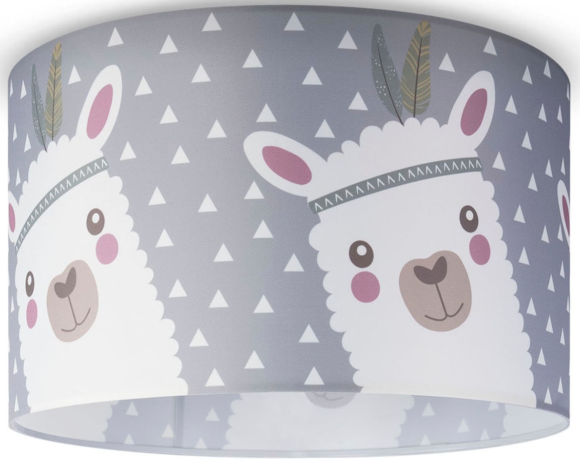 PACO HOME Deckenleuchte "Ela 214", weiß, 1, Ø 45,5cm H: 29,5cm, Leuchten, Kinderlampe Deckenlampe LED Kinderzimmer Lampe Lama-Motiv, E27, Kinderlampe
