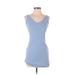 Forever 21 Casual Dress - Bodycon V-Neck Sleeveless: Blue Solid Dresses - Women's Size Small