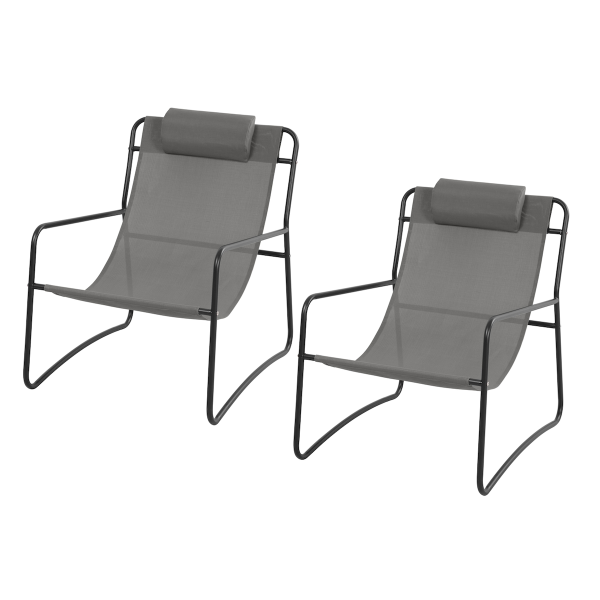 SVITA SVEIO 2er Set Outdoor Relaxsessel Gartenstuhl mit Kissen Liegestuhl Dunkelgrau Image