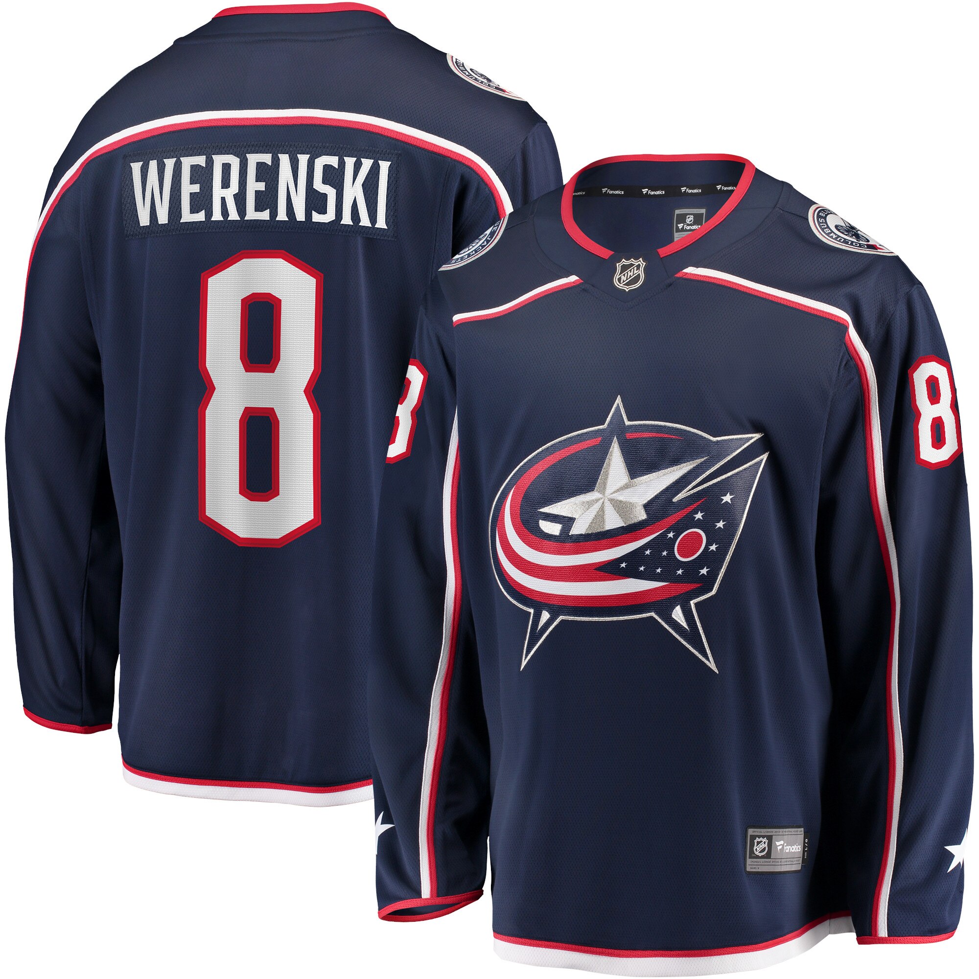 Columbus Blue Jackets Fanatics Branded Home Breakaway Jersey - Navy - Zach Werenski - Mens Image