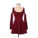 TOBI Casual Dress - A-Line Scoop Neck Long sleeves: Burgundy Print Dresses - Women's Size X-Small
