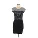 Ann Taylor LOFT Casual Dress - Bodycon Scoop Neck Short sleeves: Black Print Dresses - Women's Size 2X-Small Petite