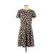 Eliza J Casual Dress - Mini High Neck Short sleeves: Tan Leopard Print Dresses - Women's Size 6 - Print Wash