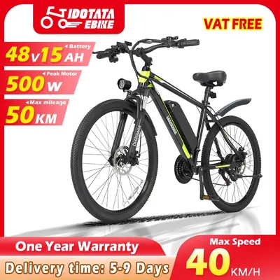 IDOTATA-Vélo Électrique de 26 Pouces avec Batterie au Lithium de 48V 12 8 Ah Moteur de 500W 21