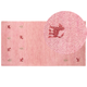Gabbeh Teppich Rosa aus Wolle 80 x 150 cm Rechteckig Hochflor mit Tier Muster Western Motiv Weich für Wohnzimmer Kinderzimmer Schlafzimmer Flur