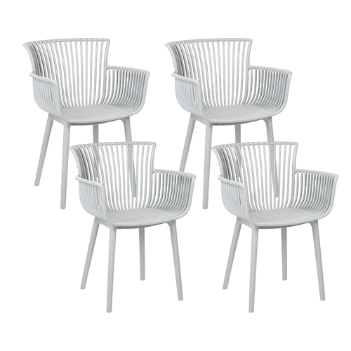 Stühle 4er Set in Hellgrau aus Kunststoff für Innen- und Außenbereich Geeignet Moderner Stil Plastik Gartenstühle für Garten Terrasse Esszimmer