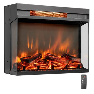 Costway 23-inch 3-Sided Electric Fireplace Insert with Remote Control-Black