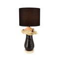 Lampe de table visage en céramique et acacia noir h46cm