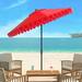 SAFAVIEH Elegant 11 Market Crank Round Patio Umbrella Red