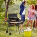 FOCUSSEXY Steel Portable Backyard Charcoal BBQ Grill 48 and Offset Smoker Combo Backyard Portable Charcoal Grill with Thermometer