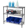 3-Tier Shelving Storage Unit Adjustable Wire Rack Shelving Bathroom Storage Shelf Garage Shelf Units Black Floor Standing Shelf with Storage for Kitchen Bathroom Bedroom Living Room