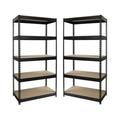 Home Square Steel Shelving 5-Shelf Storage Unit Set in Black (Set of 2)