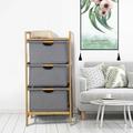 MIDUO 3 Layer Storage Basket Bamboo Bathroom Storage Rack with Pull-out Basket