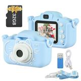 Tomfoto X8 Mini Camera Kids Camera Digital Camera 1080P Video Camera 20MP Dual Lens 2.0 Inch IPS Screen Built-in Battery Cute Photo Frames Interesting Games with 32GB Memory Card USB Card Re