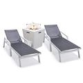 LeisureMod Outdoor Metal Chaise Lounge Set w/ Table Metal | 32.44 H x 21.65 W x 21.65 D in | Wayfair MLAWCF21-77BL2