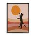 Stupell Industries Black Cat Reaching Stripes Pattern Framed On by Birch&Ink Graphic Art in Black/Brown/Orange | 20 H x 16 W x 1.5 D in | Wayfair