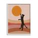 Stupell Industries Black Cat Reaching Stripes Pattern Framed On by Birch&Ink Graphic Art in Black/Brown/Orange | 20 H x 16 W x 1.5 D in | Wayfair