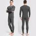 Htwon Thermal Underwear for Men Ultra Soft Men s Thermal Underwear Set Microfiber Thermal Underwear Long Johns Sets with Fleece Lined (Gray XL)