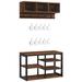 17 Stories Rachyl 2-in-1 31.5Inches Hall Tree w/ Bench & Shoe Storage for 10 Pairs of Shoes for Entryway Wood/Metal in Brown | Wayfair