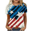 REORIAFEE Womens American Independence Day T-Shirts Summer Cute USA Flag Sunflower Graphic Tees Tops Flag Print Fit Basic Tees Crewneck Short Sleeve Navy M