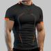 hanxiulin men summer high elasticity breathable sports tight short sleeve pattern print quick dry fitness top