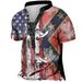 REORIAFEE Mens Patriotic 4th Of July Independence Day T-Shirt Independence Day Print Loose Pullover Round Neck Short Sleeve Red XXL