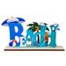 Beach Sign Ocean Sea Animal Party Decor Beach is My Happy Place Plaque Sign Wooden Table Decorations for Coastal Theme Interior Beach House Home Beach Bathroom Decor 7.87 x 4.33 Inch Aosijia