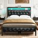 17 Stories Antioch Bed Frame w/ USB Ports & LED Lights, Upholstered Bed w/ Storage Shelves | Full | Wayfair 2D835F0436F64A03AD98D0A937392F6D