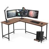 Inbox Zero Computer L-Shaped Desk Corner Gaming Desk for Home & Office Wood/Metal in Black | 30 H x 66 W x 47 D in | Wayfair