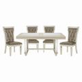 Rosdorf Park Isabelle Rectangular 84.5" L Dining Set Wood/Glass/Upholstered in Brown | 30 H in | Wayfair 5ECA12B6AF9A45D4A449C2CAA43A8700