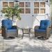 Wildon Home® Dinjar 3 Piece Rattan Seating Group w/ Cushions Synthetic Wicker/All - Weather Wicker/Wicker/Rattan in Blue | Outdoor Furniture | Wayfair