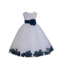 Ekidsbridal Satin White Navy Tulle Petal Christmas Junior Bridesmaid Recital Easter Holiday Wedding Pageant Communion Princess Birthday Girl Clothing Baptism 302S size 6 Flower Girl Dress