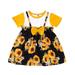 Itsun Toddler Girls Dress Toddler Baby Girls Short Sleeve Sunflower Printed Princess Dress Bowknot Casual Dress Yellow 110