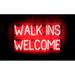 SpellBrite WALK INS WELCOME LED Sign for Business. 29.8 x 15.0 Red WALK INS WELCOME Sign Has Neon Sign Look With Energy Efficient LED Light Source. Visible from 500+ Feet 8 Animation Settings.