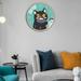 1PC Cartoon Animal Wall Clock Lovely Cat Printed Hanging Clock Kids Room Mute Clock Stylish Wall Decorative Clock Modern Simple Wall Clock for Home Bedroom Rose Gold Without Battery