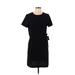 H&M Cocktail Dress - Sheath Crew Neck Short sleeves: Black Print Dresses - Women's Size 12