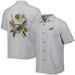 Men's Tommy Bahama Gray Philadelphia Eagles Coconut Point Frondly Fan Camp IslandZone Button-Up Shirt