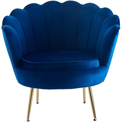 Loungesessel SALESFEVER "Clam", blau (dunkelblau), B:69cm H:77cm T:57cm, Samt (100% Polyester), Metall, Sessel, extravagantes Muscheldesign Image