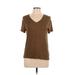 Nine West Short Sleeve T-Shirt: Tan Tops - Women's Size Medium