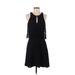 Charles Henry Casual Dress - Mini Keyhole Sleeveless: Black Print Dresses - Women's Size Small