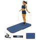 LaiEr Jump Rope Mat Set,Two pieces of Knees Protection Impact Absorption Fitness Exercise Mat Non-Slip for Home Gym（Dark Blue,140cm*62cm*8mm+61cm*41cm*8mm）