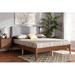 Corrigan Studio® Leanna Beige Fabric Upholstered & Walnut Brown Finished Wood Full Size Platform Bed (Full) Metal in Gray | Wayfair