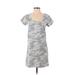 Z Supply Casual Dress - Shift Scoop Neck Short sleeves: Gray Camo Dresses - Women's Size X-Small