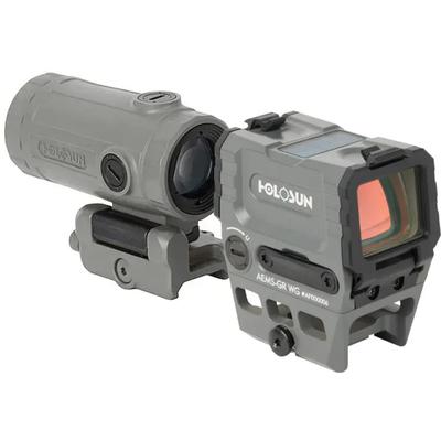 Holosun OPMOD AEMS Reflex Red Dot & HM3XT Magnifier Combo Red 2MOA Dot and 32MOA Circle Circle-Dot Wolf Gray AEMS-RD WG+HM3XT WG