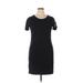 Calvin Klein Casual Dress - Sheath High Neck Short sleeves: Black Solid Dresses - Women's Size Large