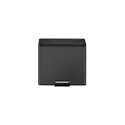 PROREGAL Rechteckiger Treteimer aus gebürstetem Edelstahl mit Soft-Close & Stay-Open Deckel | 15+15 Liter, HxBxT 41,4x46,2x38,8cm | Schwarz Image
